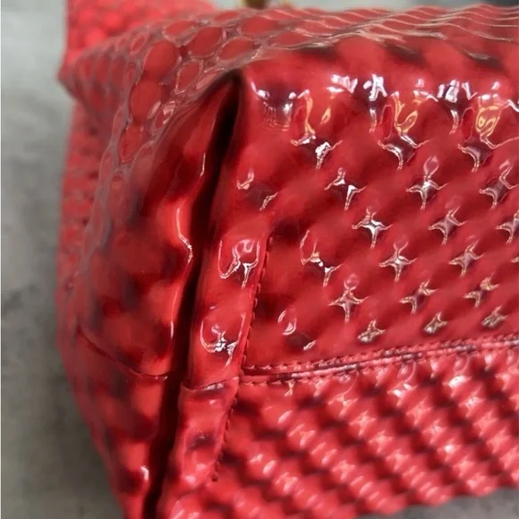 Rare Vivienne Westwood Red Quilted Patent Leather Tote with Bamboo Handles! - Picture 6 of 17